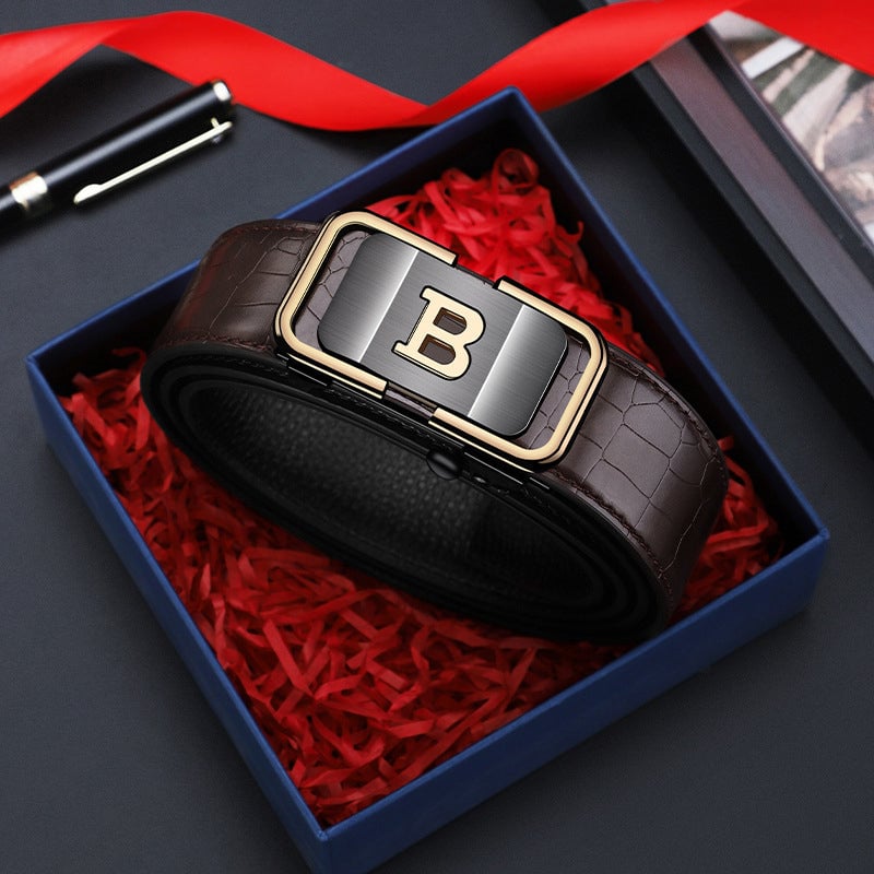 😎 Men's Crocodile-Patterned Automatic Buckle Belt [ BUY 1 GET 1 FREE ] 😎