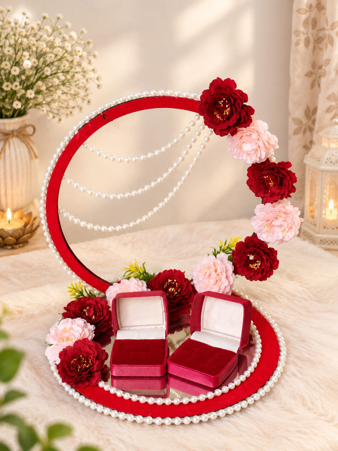 wooden red ring platter